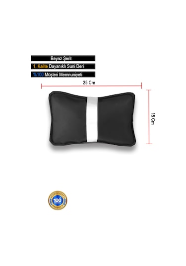 Citroen C-elysee Uyumlu Oto Koltuk ,araba Boyun Yastığı Beyaz Şerit 2 Adet Siyah