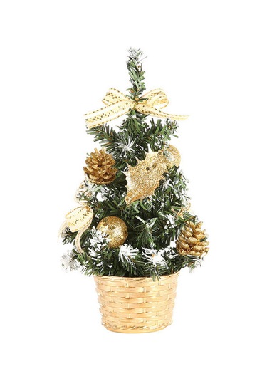 Geeroyoo Mini Noel Ağacı Süsü: 20cm Altın Renkli Masaüstü Dekorasyon, Ev Ve Hediye İçin İdeal