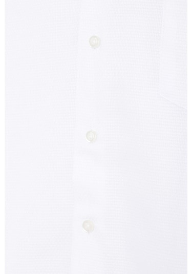 Beyaz Regular Armürlü Klasik Yaka Gömlek-33530 Beyaz
