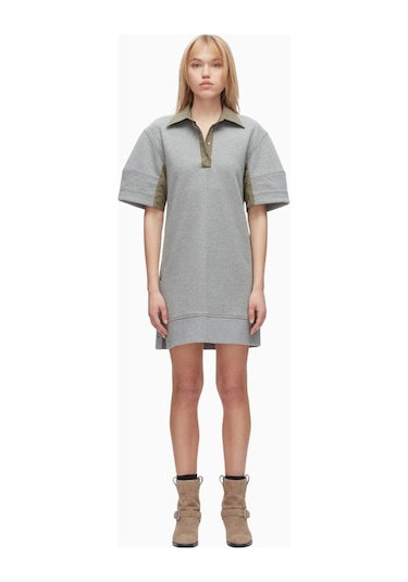 3.1 Phillip Lim Terry Polo Kadın Elbise, Fransız Havlu Kumaş Gri