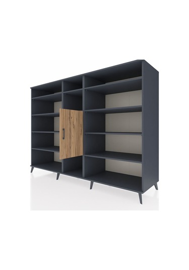 Kronos Dolap 12 Raflı Tek Kapaklı 220x59x163 Antrasit-çam/antras Antrasit-çam/antrasit