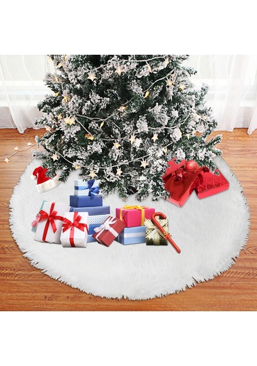 Qingmipy Noel Ağacı Eteği - Su Geçirmez Yünlü Dekorasyon Örtüsü 90cm/120cm, Beyaz/kırmızı