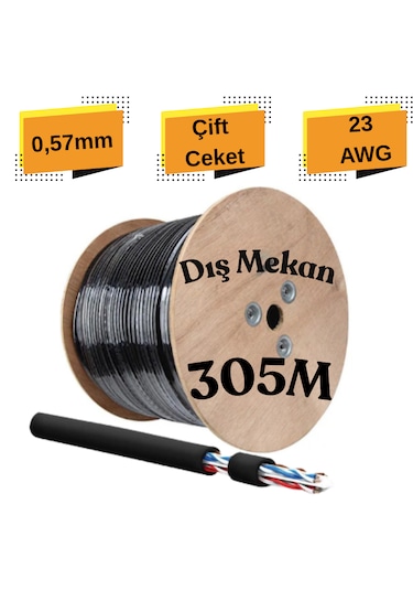 Cat6 Çift Katmanlı Dış Ortam Network İnternet Kablosu 305m 0,57mm 1.sınıf Ethernet Ve Network Kablosu