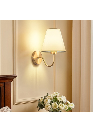 Moveevo Yatak Odası Duvar Lambası, Akustik Ve Işık Kontrollü Led, Klasik Amerikan Stili, Konforlu Ve Pratik Kullanım, Bakır Tonu Ve Beyaz Abajur Beyaz