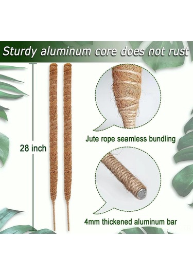 Qingmipy 70cm 4mm Alüminyum Çekirdekli Esnek Bitki Tırmanma Süngeri, Nane Palmiye Çubuğu Ve Kenevir Ip Tabanı İle Bahçe Tırmanma Direnci