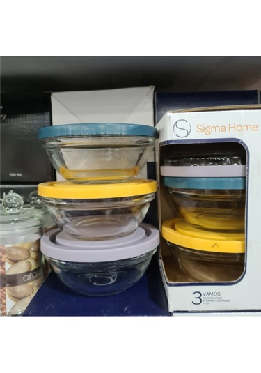 Vamos 3 Lü Kapaklı Cam Saklama Kabı Sgm08779 Gb3
