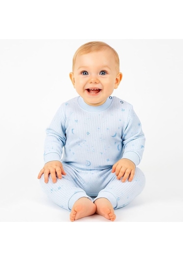 Sebi Bebe Prime Ay Yıldız Pijama Takımı 9156 Mavi