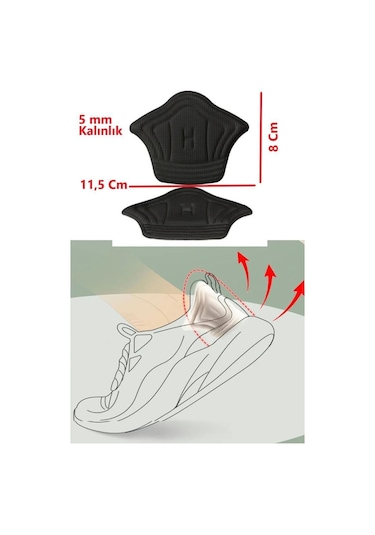 Ortopedik Spor Ayakkabı Topuk Koruyucu Vurma Önleyici 5 MM Siyah