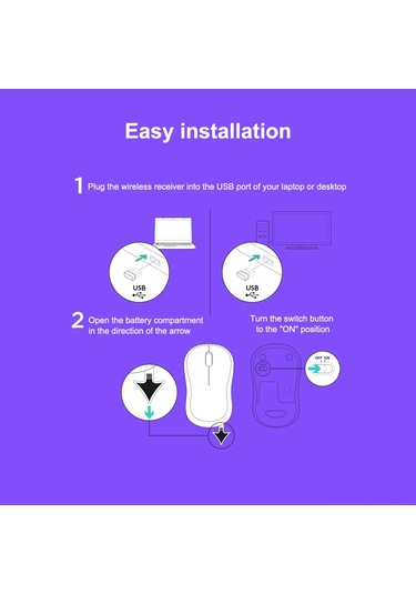 Reedark Logitech M185 Kablosuz Sessiz Ergonomik Mouse - 2.4ghz Alıcılı, Uzun Menzilli, Mavi M185