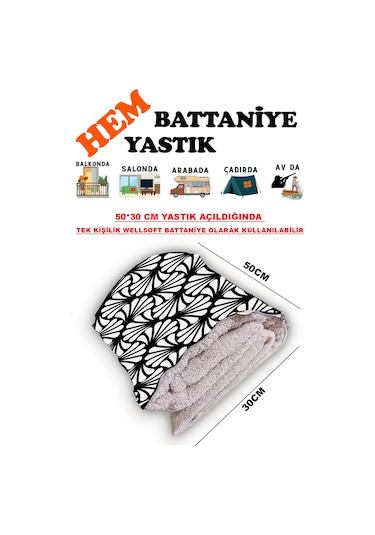 Modern Desen Baskılı Tv Battaniyeli Opsiyonel Dekoratif Hediye Yastık Battaniye 2in1 Gifts-1 Çok Renkli