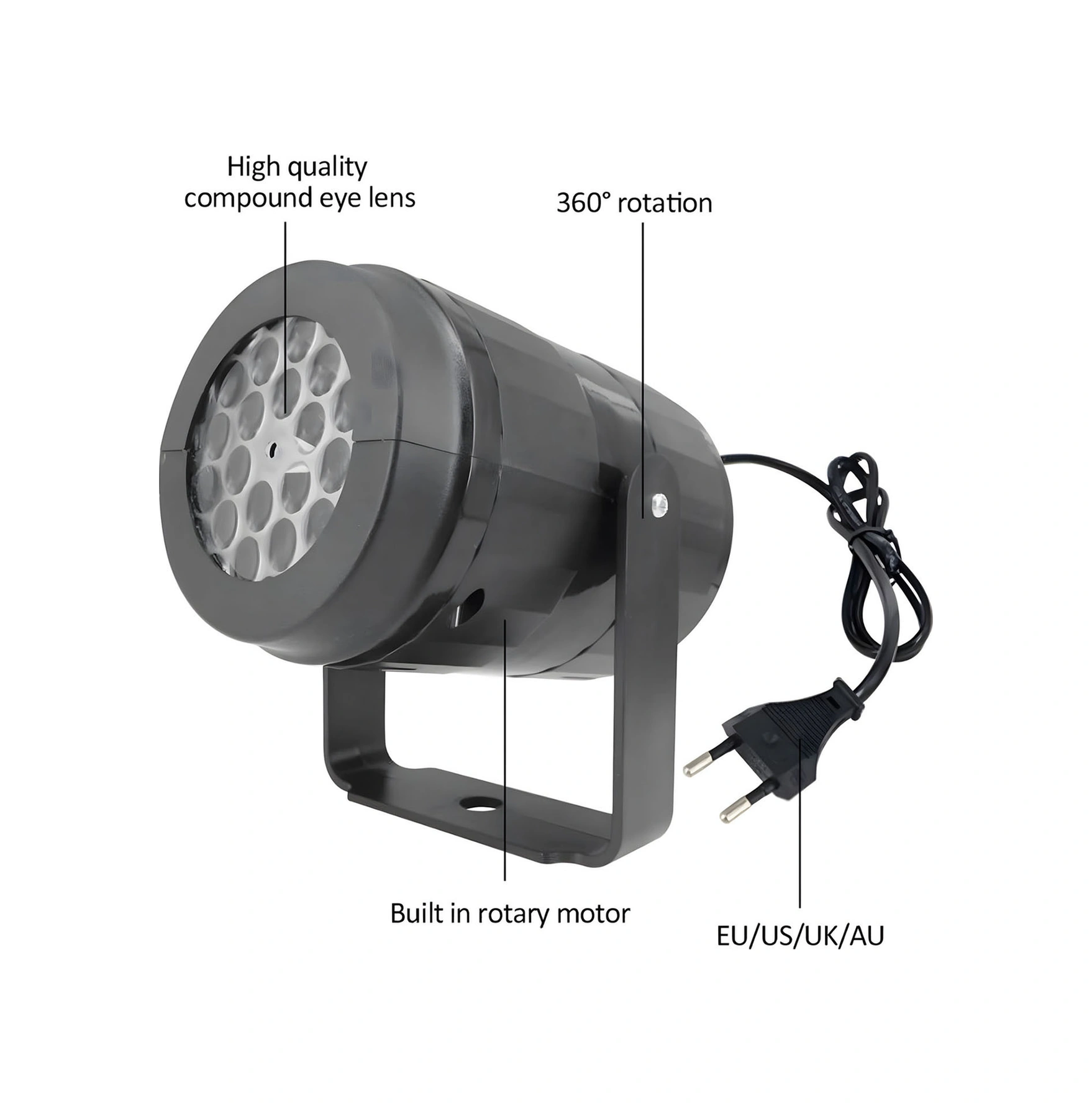 Hombey Led Noel Projeksiyon Lambası 16 Desenli 360 Döner Ev Bahçe Dekorasyon Işığı Avrupa Şarjı