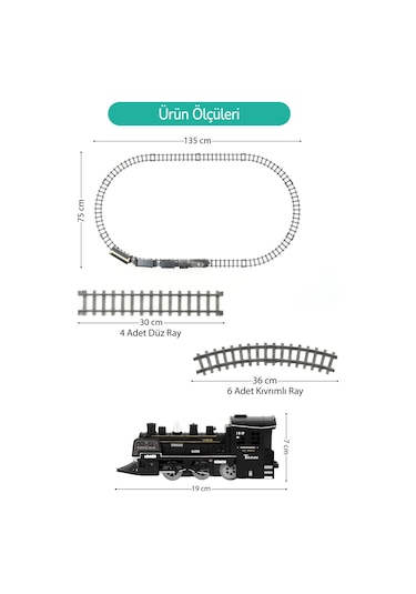 Işıklı Ve Sesli Buharlı Tren Set 15 Parça