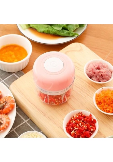 Elektrik Sarımsak Basın Kırıcı Mutfak Pişirme Et Öğütücü Mini Gıda Sebze Kıyıcı Somun Meyve Soğan Pembe Açık Mavi