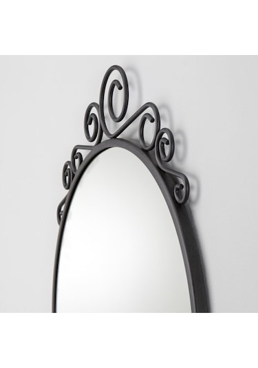 Ekne Yuvarlak Ferforje Ayna 50x60 Cm Siyah Siyah