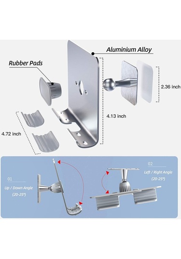 Soulader Banyo Ve Duş İçin Pratik Yapışkanlı Duvara Sabitleme Sistemi, İpad Ve İphone Uyumlu Tutucu Stand GRİ