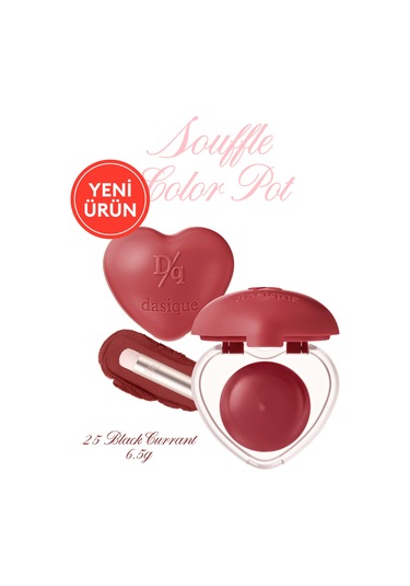 Dasique Kalp Tasarımlı Yoğun Pigmentli Köpük Yapılı Kadife Bitiş Sunan Ruj Souffle Color Pot 25 Black Currant 25 Black Currant