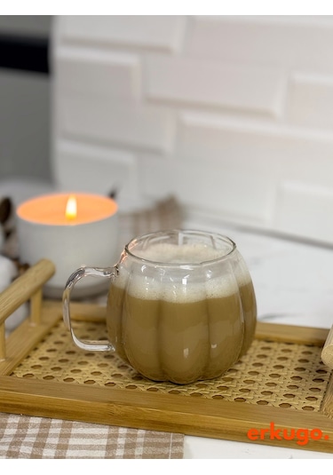 6 Adet Borosilikat Sunum Bardağı, Kahve Bardağı, Isı Dayanıklı Kulplu Meşrubat Bardağı 450 Ml Civelek Şeffaf