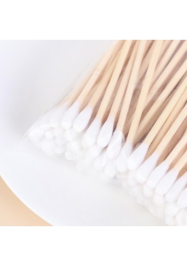 Kulak Temizliği Ve Makyaj İçin Çift Uçlu Pamuklu Çubuklar Sivri Tahta Çubuklu Steril Pamuklu Çubuklar