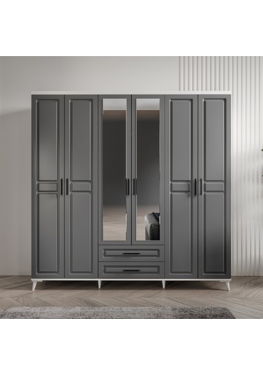 Gözde 6 Kapaklı Komple Mdf Antrasit Yatak Odası