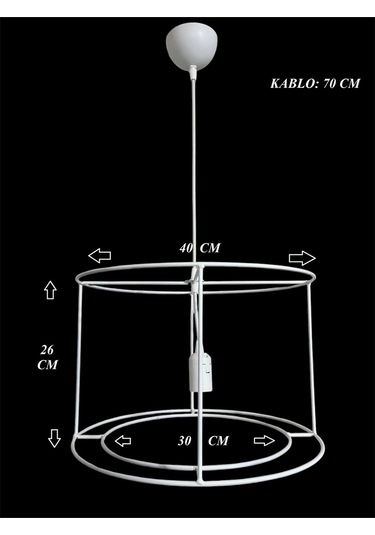 Avize Teli Büyük Boy 5mm Metal Premium Duy Takımı Dahil C Beyaz