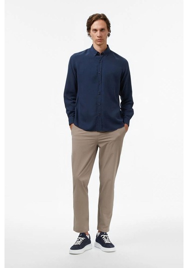 Erkek Lacivert Classic Fit Gömlek-11426 Lacivert