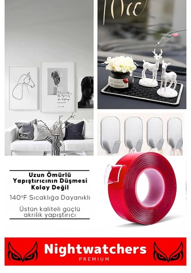 Deluxe Ekstra Güçlü Çok Amaçlı Çift Taraflı Tamir Cam Mekan Montaj 2mt Silikon Şeffaf Bant 5 Adet