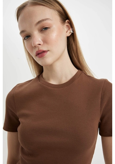 DeFacto Coool Bodycon Vücudu Saran Bisiklet Yaka Fitilli Kaşkorse Kısa Kollu Mini Elbise - C1503AX24SPBN321 DeFacto Coool Bodycon Vücudu Saran Bisiklet Yaka Fitilli Kaşkorse Kısa Kollu Mini Elbise - C1503AX24SPBN321