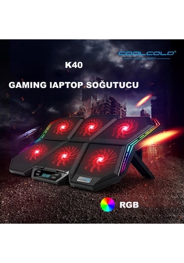 Coolcold Led K40 6 Fanlı 17 Inç Rgb Laptop Notebook Soğutucu Stan