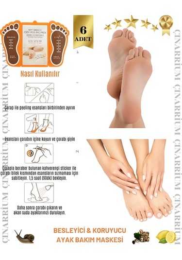 Ayak Peeling Maskesi 6 Lı Soyulma Etkili, Ölü Deri Temizleyici Ve Pürüzsüzleştirici Bakım