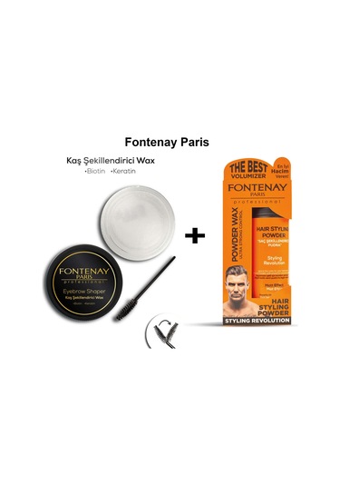 Fontenay Saç Şekillendirici Toz Wax Turuncu + Profesyonel Kaş Şekillendirici Wax