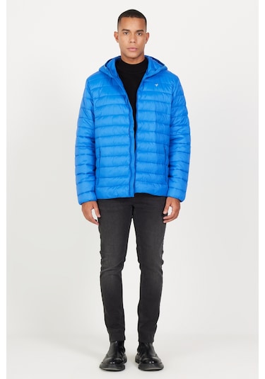 AC&Co / Altınyıldız Classics Erkek Saks Standart Fit Normal Kesim Kapüşonlu Mont Saks