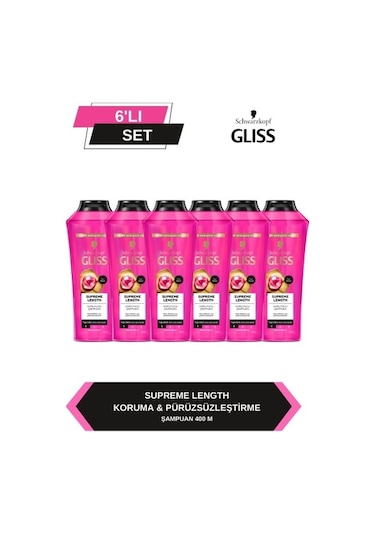 Gliss Supreme Length Uzun Saçlara Özel Şampuan 6 x 400 ML