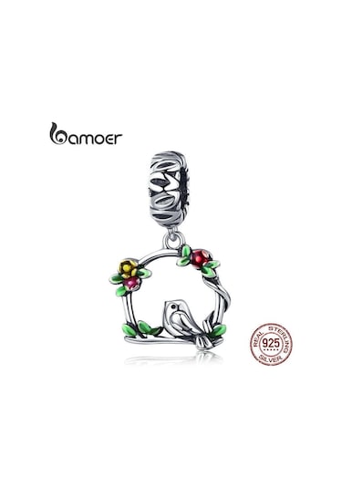 Bamoer Yeni Varış 100% 925 Ayar Gümüş Baharın Habercisi Kuş Kafesi Kolye Charm