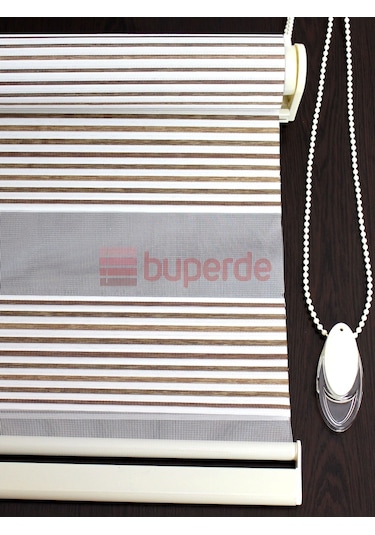 Buperde Kahverengi Beyaz Renkli Pilise Pliseli Zebra Stor Perde