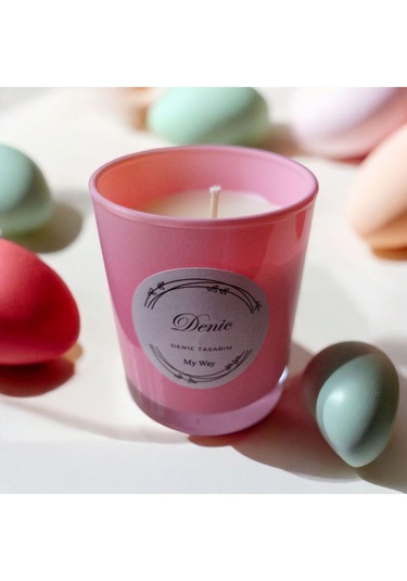 Denic Kokulu Mum Pembe Cam Bardak Mayy Wayy 9*7 Çap