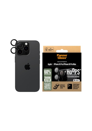 Panzerglass Hoops Apple Uyumlu iPhone 16 Pro 16 Pro Max 17 Pro Siyah Kamera Lens Koruyucu