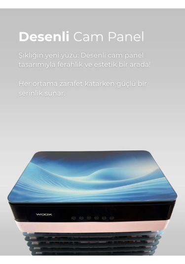 Woox 100 Lt Su Kapasiteli, 420 Watt, Otomatik Salınım, Dijital Touch Panel Portatif Hava Soğutucu