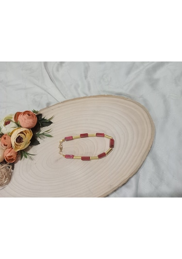 Şık Kırmızı Modern Kolye Ve Bileklik Takı Seti Kırmızı