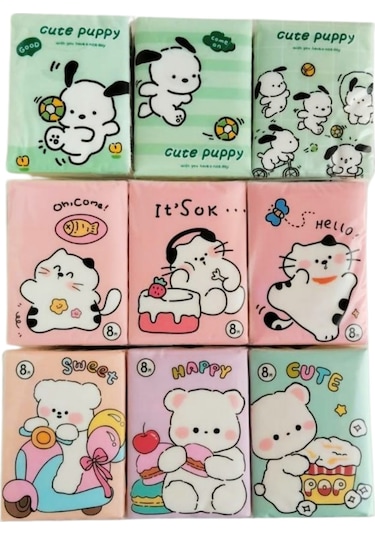 Desenli Cep Mendili 9'lu