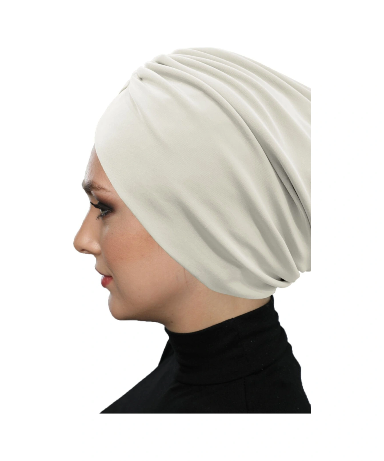Büzme Çift Taraflı Krem Hazır Türban Tesettür Havuz Bonesi Krem