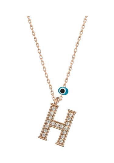 Kenpazar 925 Ayar Gümüş Nazar Rose H Harfi Kadın Gümüş Kolye Çok Renkli
