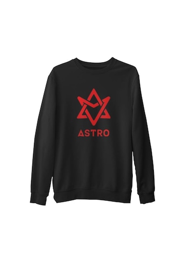 Astro - Logo Siyah Erkek Kalın Sweatshirt