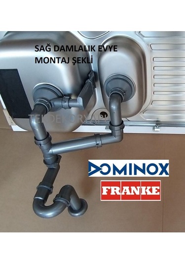 Dominox Franke Evye Sifon Takımı 1.5 Göz Kare Taşmalı