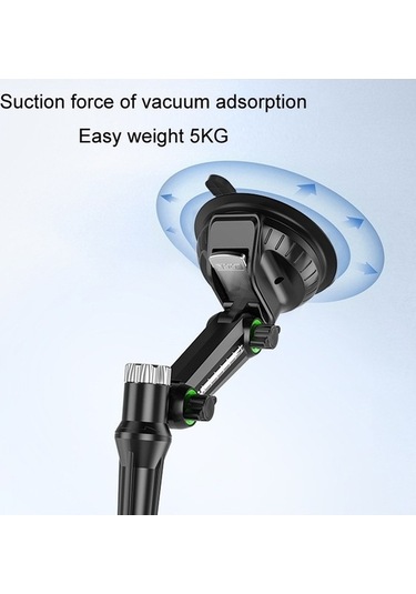 Wondernest Araç Ön Camı Vantuzlu Telefon Tutacağı - Genişletilmiş Siyah Kontrol Paneli Std