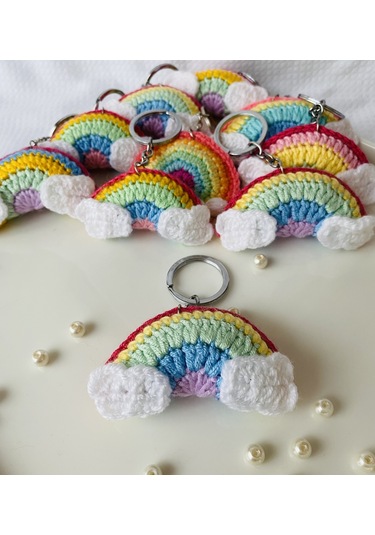 Fynbos Amigurumu Renkli Gökkuşağı Figürlü Anahtarlık