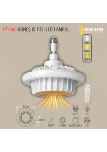 Cata Güneş Isıtıcılı Fan Led Ampül Ct-1160b