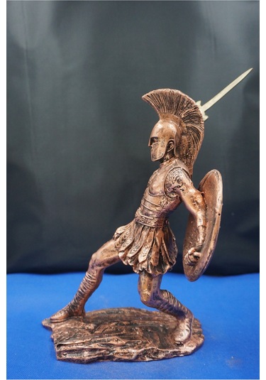 Roma Askeri Hector Mitolojik Tasarım Ev Ofis Dekoratif Hediyelik Aksesuar 19 Cm Bakır