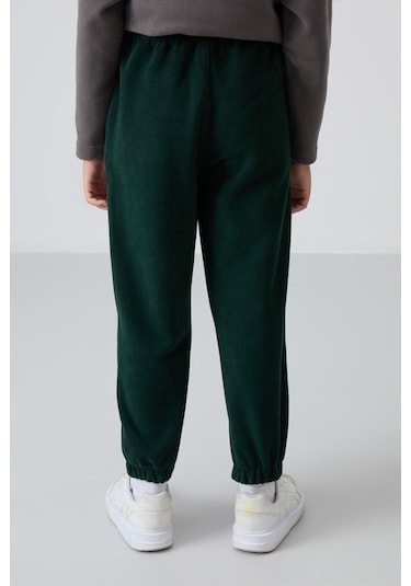 Tommy Life Çam Yeşil Kalın Yumuşak Dokulu Standart Fit Nakışlı Polar Erkek Çocuk Eşofman Alt - 11220 Çam Yeşili