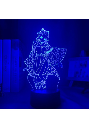 Yatak Odası Dekorasyonu İçin Manga 3d Işık Kimetsu No Yaiba Shinobu Kocho Gece Lambası Hediye Anime Led Lamba Demon Slayer Oda Dekorasyonu Çok Renkli