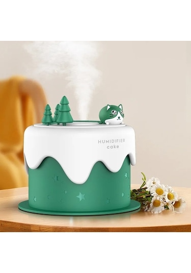 Agoodshop M328 Pil Tipi Mini Masaüstü Gece Lambası Karikatür Kek Sessiz Sprey Nemlendirici Yeşil